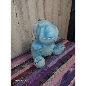 FAO Schwarz Glow Brights LED ROAR Sound Blue Dinosaur 11" Stuffed Animal